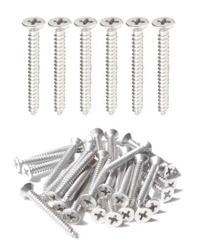 Miniatura 29 de 50 tornillos de madera Phillips de cabeza plana inoxidable #4 x 1-1/4" (32 mm) 18-8 (304) tornillos autorroscantes avellanados de acero inoxidable