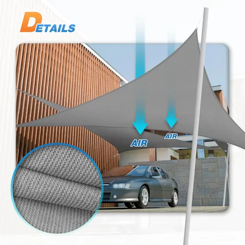 Miniatura 6 de Tang toldo de sol, velas de sombra, triángulo permeable, Toldo estándar comercial personalizable 180gsm, Gris claro