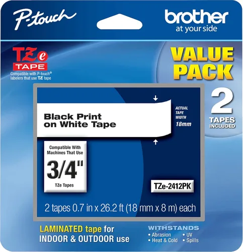 Miniatura 39 de Brother Cinta de etiquetas P-Touch TZe negra con impresión en azul (TZe541), laminada, 3/4 pulgadas x 26.2 pies (0.709 in x 26.2 ft)