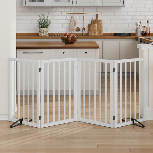 Miniatura 10 de Puerta para perros de 32 pulgadas de alto, puerta independiente para perros, para escaleras, puerta plegable para mascotas para perros