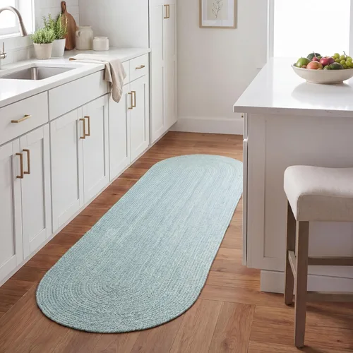 Miniatura 64 de Super Area Rugs Farmhouse - Alfombra trenzada de algodón reversible para cocina, gris y blanco, 4 x 6 pies, ovalada