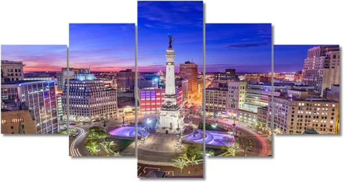 Miniatura 76 de TUMOVO Fotos en lienzo de Estados Unidos, Cincinnati, Ohio, Skyline at Dusk para tu sala de estar, impresiones de paisaje urbano de rascacielos