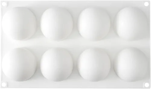 Miniatura 15 de Restaurantware -Molde de bola de 8 cavidades de pastelería, 1 molde de chocolate listo para horno - Molde de silicona blanca flexible, congelable