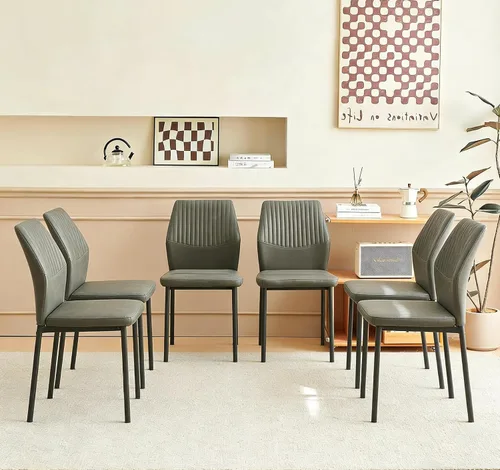 Miniatura 14 de Juego de 2 sillas de comedor modernas, de piel sintética, cómodas, tapizadas, para comedor, cocina, con patas de metal negro para sala de estar