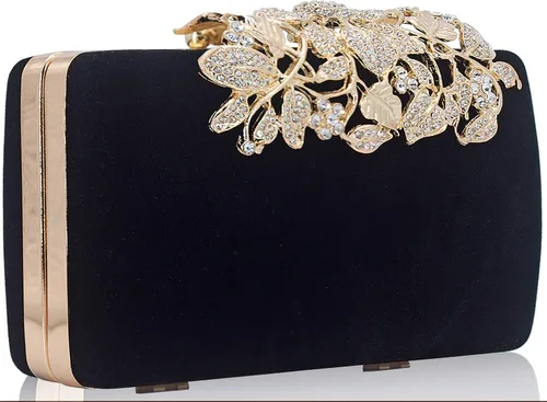 Miniatura 3 de MagicLove Bolso de noche para mujer con cierre de flores y diamantes de imitación para fiesta de boda Bolsa de mano con diamantes de imitación