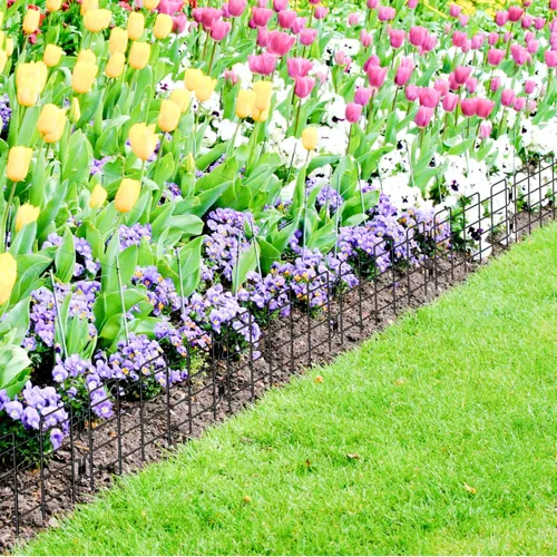 Miniatura 9 de ShopLaLa Valla de jardín para animales (10 paneles) de 12 pulgadas de largo x 16.5 pulgadas de alto, valla de alambre de metal blanco pequeña