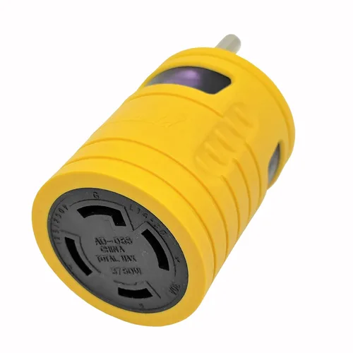 Miniatura 2 de Parkworld 67867 NEMA TT-30P a L14-30R Adaptador de 1 pieza, RV 30A TT-30 macho enchufe al generador 30A 4 clavijas L14-30 hembra Receptáculo amarillo