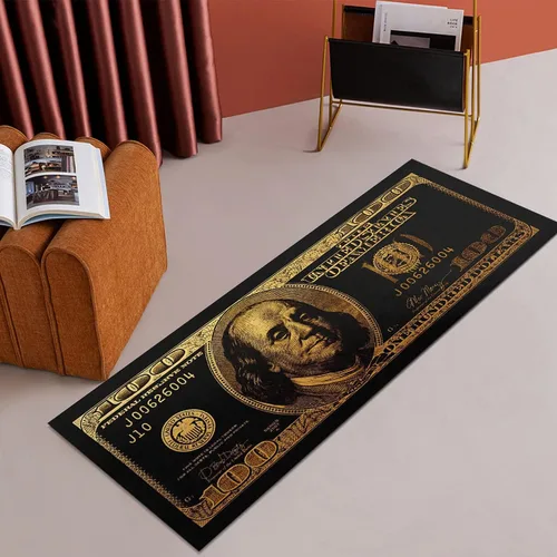 Miniatura 4 de GUBIYU Alfombra de baño negra para baño, alfombra negra y dorada, alfombra de área grande, alfombra de área moderna, alfombra de piso de cien