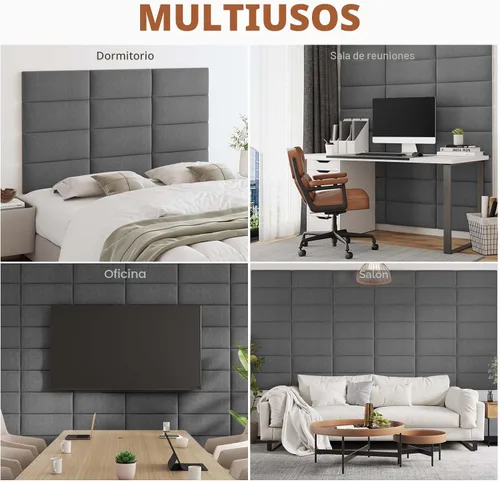 Miniatura 6 de IFNOW Cabecera tapizada para montar en la pared, paneles de pared 3D insonorizados, cabecero autoadhesivo para tamaño Queen, decoración del hogar
