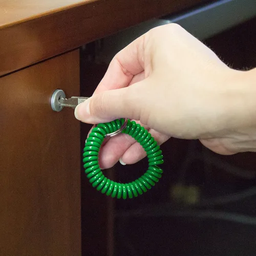 Miniatura 8 de Lucky Line - Resorte de muñeca en espiral de 2 pulgadas de diámetro con llavero de acero, multicolor, pulsera flexible para muñeca, se estira hasta