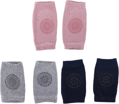 Miniatura 6 de 3 pares de protectores de rodilla para bebé que gatea la rodilla antideslizante algodón unisex bebé rodilla cómoda y transpirable para bebés