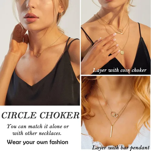 Miniatura 4 de Collares delicados para mujer, collares en capas, collar de gargantilla chapado en oro, joyería para mujer