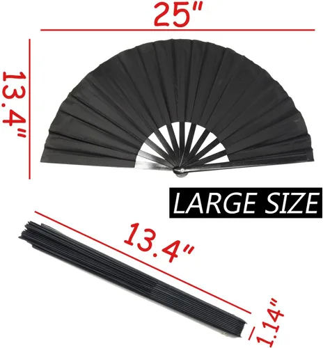 Miniatura 2 de TIHOOD 2 abanicos de mano de seda plegables grandes, fanáticos chinos de Tai Chi para hombres y mujeres, actuaciones, bailes, decoraciones