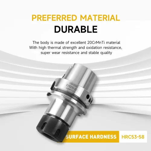 Miniatura 4 de HSK63A ER Portaherramientas con tuerca deslizante, HSK63A-ER20-100 Soporte de bloque de portabrocas G2.5/25000 RPM Aplicar para máquina herramienta