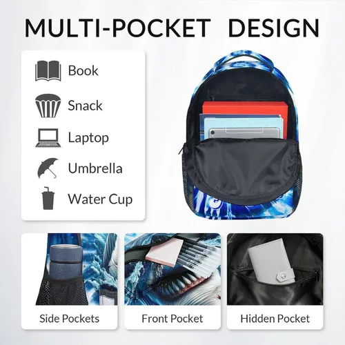 Miniatura 3 de UNIKITTY Mochila para niños con nombre personalizado, juego de 3 piezas con bolsa de almuerzo y estuche para lápices, bolsa escolar de 17 pulgadas