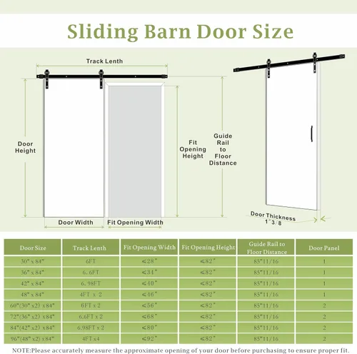 Miniatura 2 de BARNER HOME Puerta corrediza de granero de 30" x 84", puerta de granero estilo estante con kit de herrajes de 6 pies, hecha de MDF imprimado
