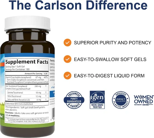 Miniatura 2 de Carlson Labs Tocotrienoles Softgels, 180
