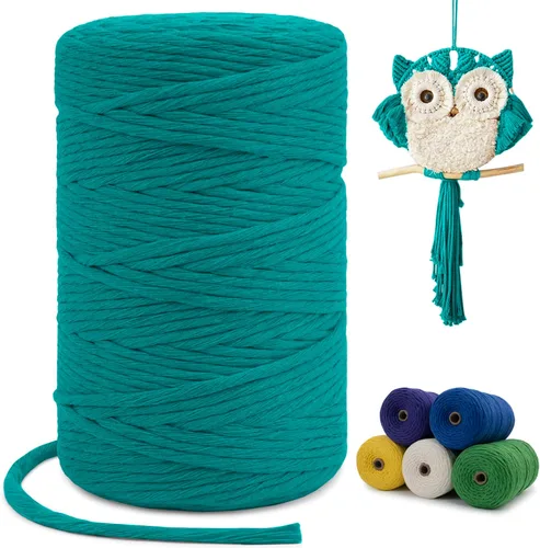 Miniatura 104 de Cuerda de macramé de una sola hebra de 0.197 in x 110 yardas, cuerda de macramé de algodón natural de 0.197 in, cuerda de algodón grueso para colgar