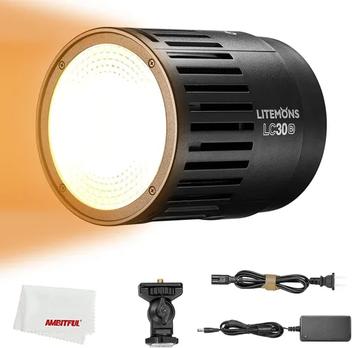 Godox LC30Bi 3200K-5600K Litemons Bi-Color Luz LED de mesa, 25200LUX@1.6 ft, CRI 95+/TLCl 96+, 11 efectos de iluminación preestablecidos FX
