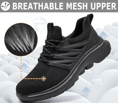 Miniatura 5 de Zapatos deportivos con punta de acero para hombre, zapatos de trabajo ligeros, antideslizantes, zapatos de seguridad de construcción indestructible