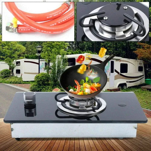 Miniatura 7 de Estufa de gas para autocaravana, quemador de vidrio templado, estufa de gas GLP para barco, caravana, caravana, cámper, estufa de gas de varios