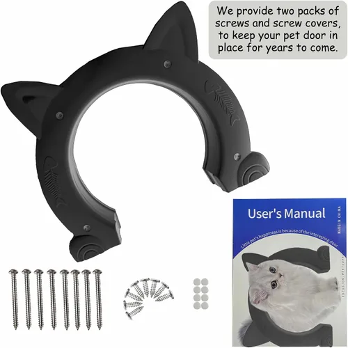 Miniatura 6 de Fhiny Puerta interior de puerta para gatos, puertas de gatitos de 7 pulgadas de diámetro sin solapa para pared, duradera y fácil de instalar, añade