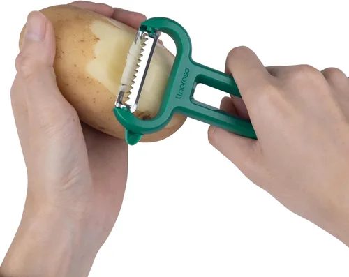 Miniatura 8 de Linoroso Juego de 3 peladores de verduras con pelador recto, pelador dentado y pelador en Y juliana, apto para lavavajillas, pelador de frutas Verde