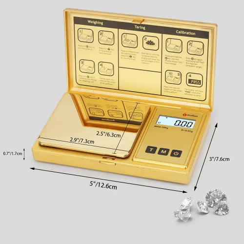 Miniatura 6 de iMotion Báscula digital de bolsillo 7.05 oz x 0.00 oz, báscula de joyería de alta precisión con pantalla LCD retroiluminada, función de tara