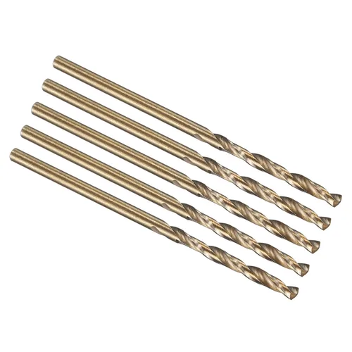 Miniatura 315 de PATIKIL Broca Jobber de 0.039 in, vástago recto M35 cobalto 5% acero de alta velocidad 135° acabado dorado para metal duro de acero inoxidable - 2