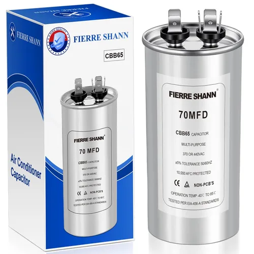 Miniatura 15 de Condensador de 5 uF/MFD para CA, 370 o 440 VCA CBB65 Condensadores redondos de funcionamiento dual para motor de CA, arranque de ventilador