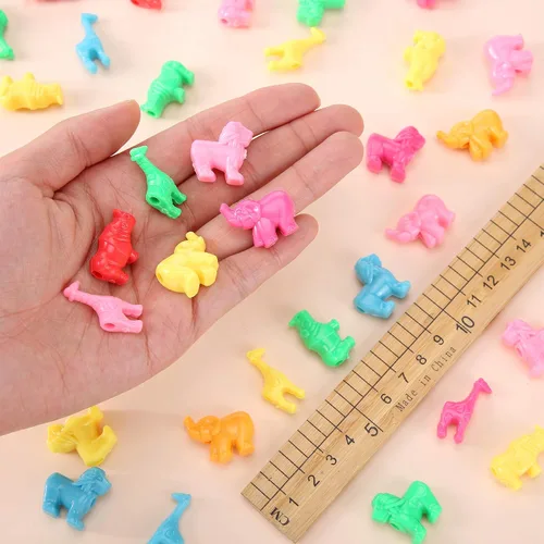 Miniatura 3 de Hicarer 180 cuentas en forma de animal de plástico zoológico de animales de poni, coloridas cuentas de artesanía marina y selva, 0.66 libras