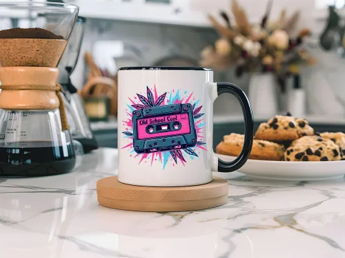 Miniatura 5 de Taza de café divertida, diseño de cassette para amantes de la música retro, nostalgia musical de los años 80, taza única para músicos, taza