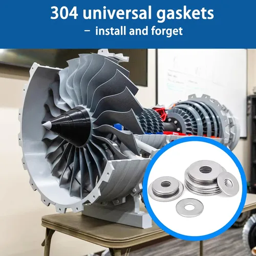 Miniatura 5 de Kit de 360 arandelas planas de acero inoxidable 304, 8 tamaños (M2-M10), espaciadores métricos, herrajes inoxidables