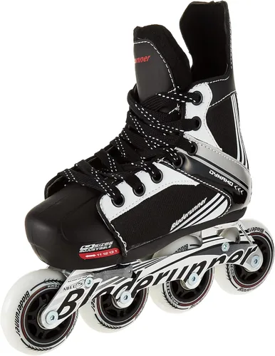 Bladerunner by Rollerblade Dynamo Jr - Patines en línea de hockey ajustables, color negro y rojo, patines en línea