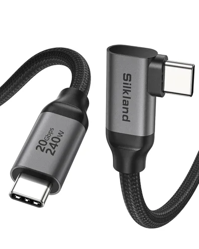 Silkland Cable de monitor USB C en ángulo recto de 5 pies, pantalla 8K @30Hz 5K/4K @60Hz, transferencia de datos de 20 Gbps, cable de video USB C