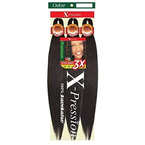 OUTRE Trenza ultra elástica sintética – XPRESSION 3 x 52 pulgadas (color: 1B negro roto, paquete de 4)
