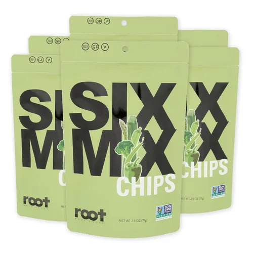 Root Foods SixMix Chips, Snack Natural de Vegetales, Crujientes de Vegetales Naturales, No OMG, Bueno para Adultos, Niños, Vegano, Sin Gluten, Halal