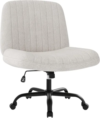 Miniatura 3 de Shintenchi Silla cruzada para oficina, con patas cruzadas, con ruedas, silla giratoria sin brazos, altura ajustable y ancho para computadora