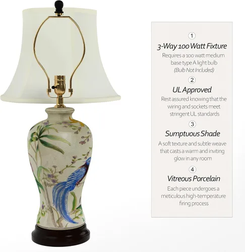 Miniatura 4 de Red Lantern - Lámpara de porcelana (29 pulgadas), floral, color blanco
