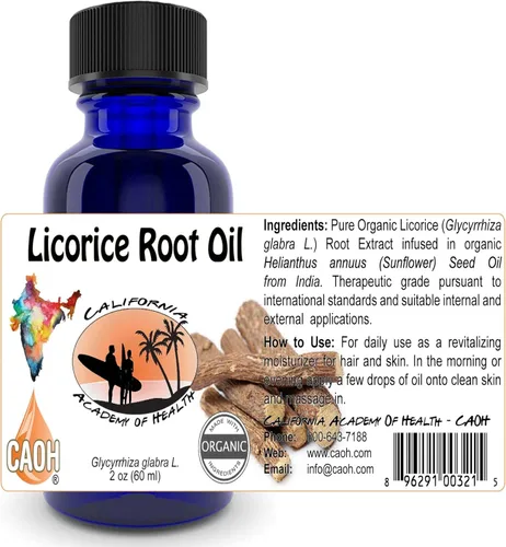 Miniatura 2 de Aceite de raíz de regaliz orgánico Glycyrrhiza glabra 2.0 fl oz 2 oz de CAOH
