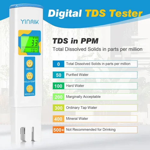 Miniatura 3 de Medidor TDS para agua potable, medidor PPM de agua, probador EC TDS para sistema RO/RI, agua del grifo, agua filtrada, probador de calidad de agua