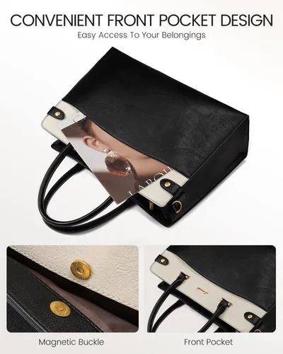 Miniatura 3 de LOVEVOOK Bolsa Tote para Laptop para Mujeres Trabajo, Bolsas de Computadora de Cuero Vintage para Laptops para Mujeres, Bolsa Impermeable