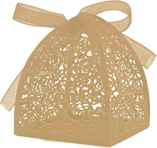 Miniatura 7 de Auto-plaza 50 cajas de regalo de belleza cortadas con láser, cajas de dulces con cintas (morado)