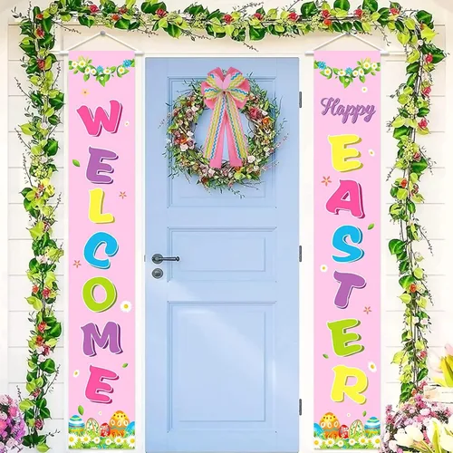 Miniatura 5 de Meseey 2 lazos grandes de arpillera de Pascua de 20 x 10 pulgadas, coronas de conejo de primavera para envolver regalos, decoración del árbol