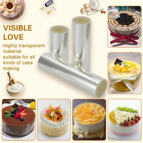 Miniatura 3 de Collares para pasteles 4 x 394 pulgadas (5.9 mil de grosor) Hojas transparentes de acetato en rollos para hornear y decorar bordes