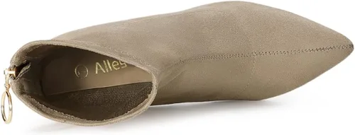 Miniatura 5 de Allegra K Botines de tacón grueso con cremallera y punta puntiaguda para mujer