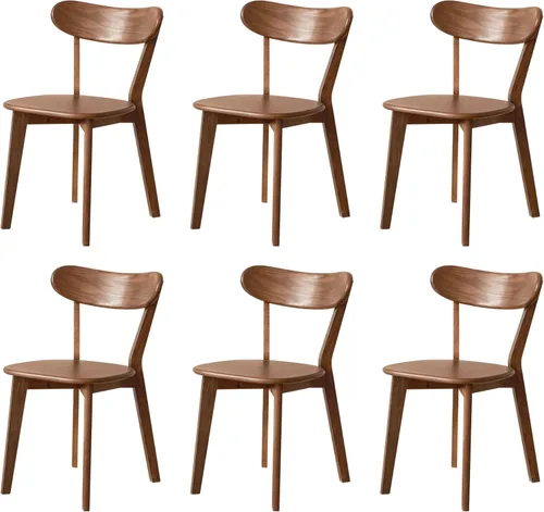 Miniatura 14 de Sillas de cocina, 100% madera maciza de roble, silla moderna con respaldo curvo, sillas de cocina y comedor, silla moderna para sala de estar Negro