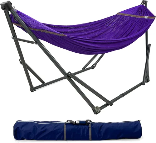Miniatura 13 de Tranquillo Unity - Soporte de hamaca ajustable, plegable, para camping, con soporte, capacidad de 800 lbs, soporte de hamaca doble de acero para 2