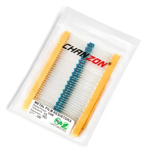 Miniatura 3 de Chanzon 100pcs 1/4W (0.25W) 62 Ohmios Resistencia fija de película metálica Ohmios 0.01 ±1% Tolerancia 62R MF Resistencias de orificio pasante