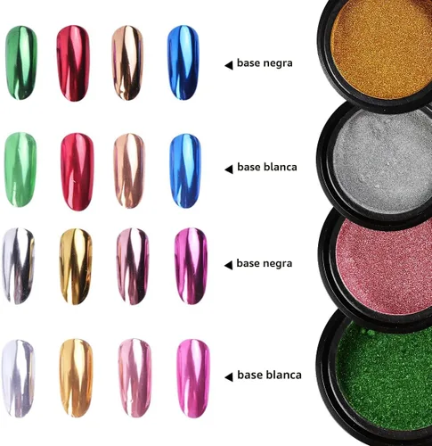 Miniatura 3 de Juego de polvos de uñas cromados, 14 colores, rosa, azul, plateado, efecto metálico, polvo de espejo para uñas con pinceles, pigmento holográfico